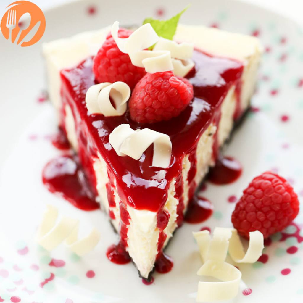 White Chocolate Raspberry Swirl Cheesecake