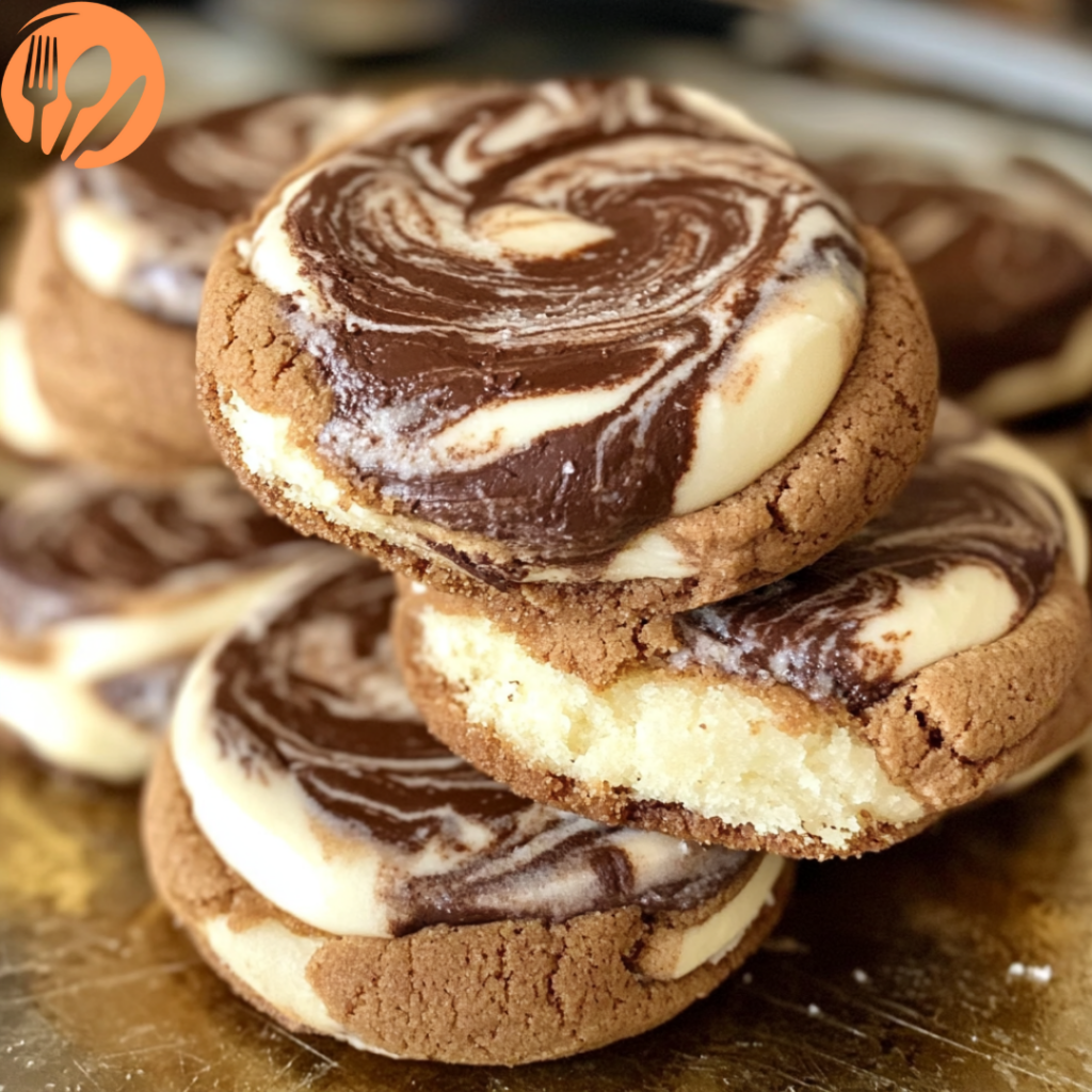 Coffee Swirled Marbled Chocolate Cream Cheese Cookies