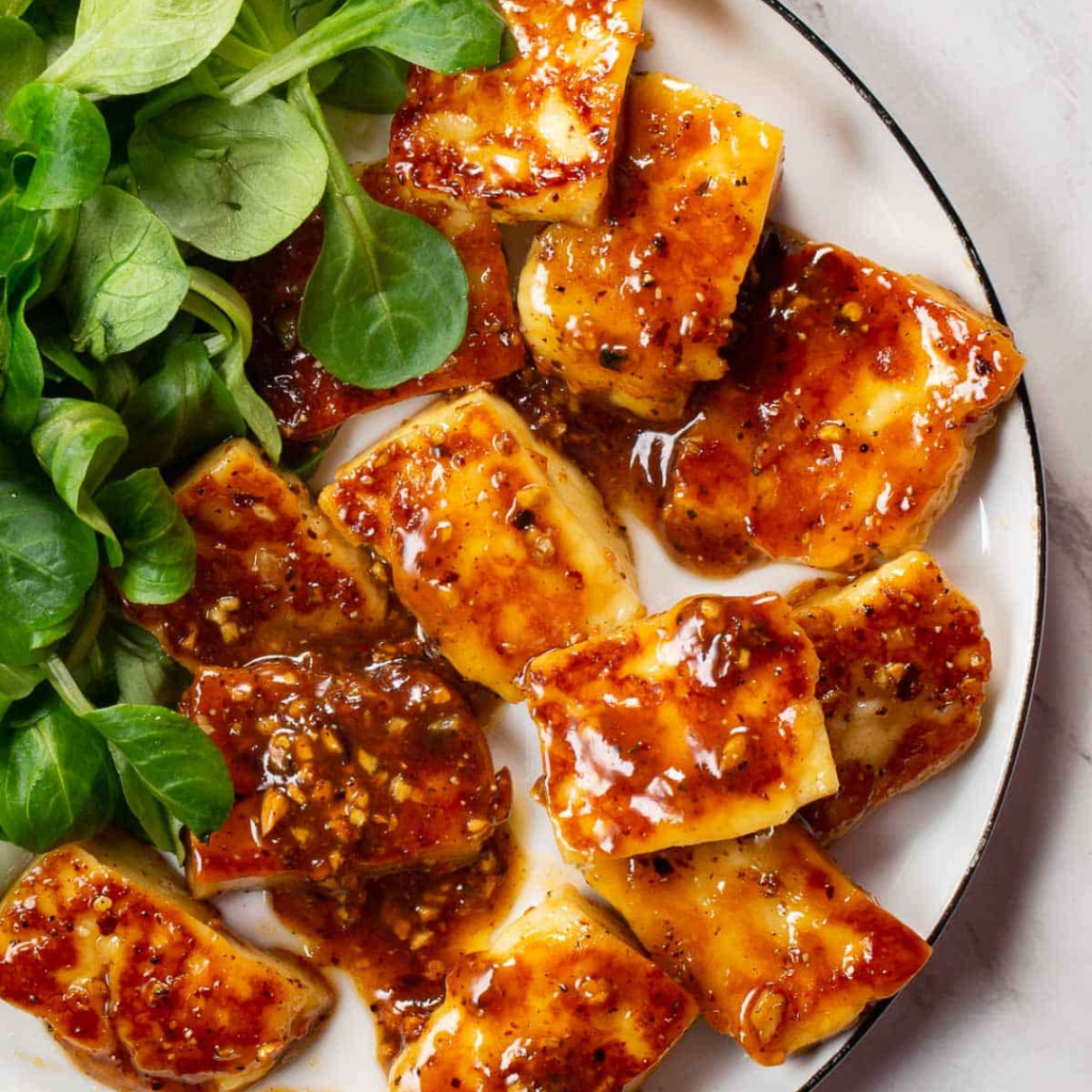 Halloumi with Chili Oil Honey Glaze