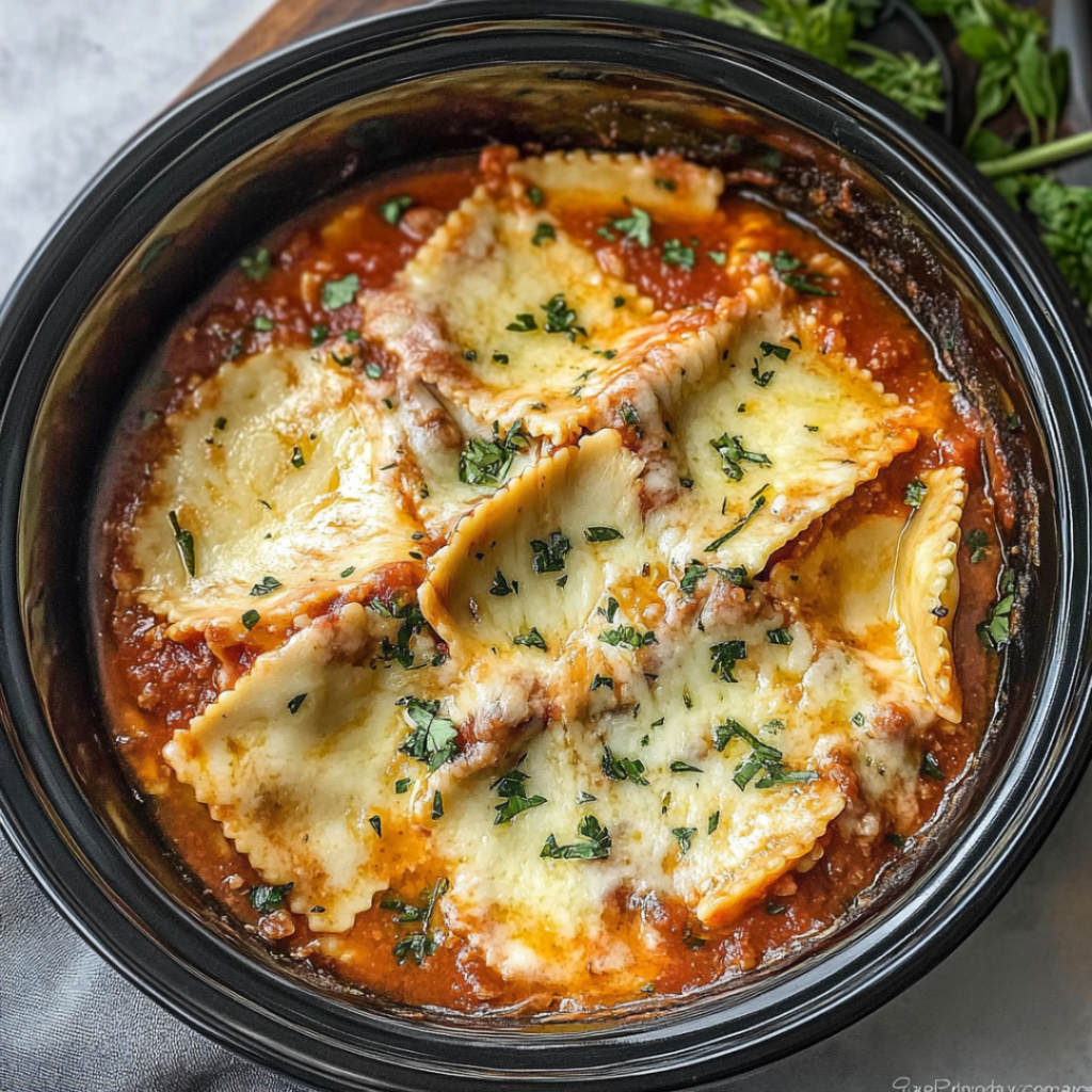 Slow Cooker Ravioli Lasagna Delight