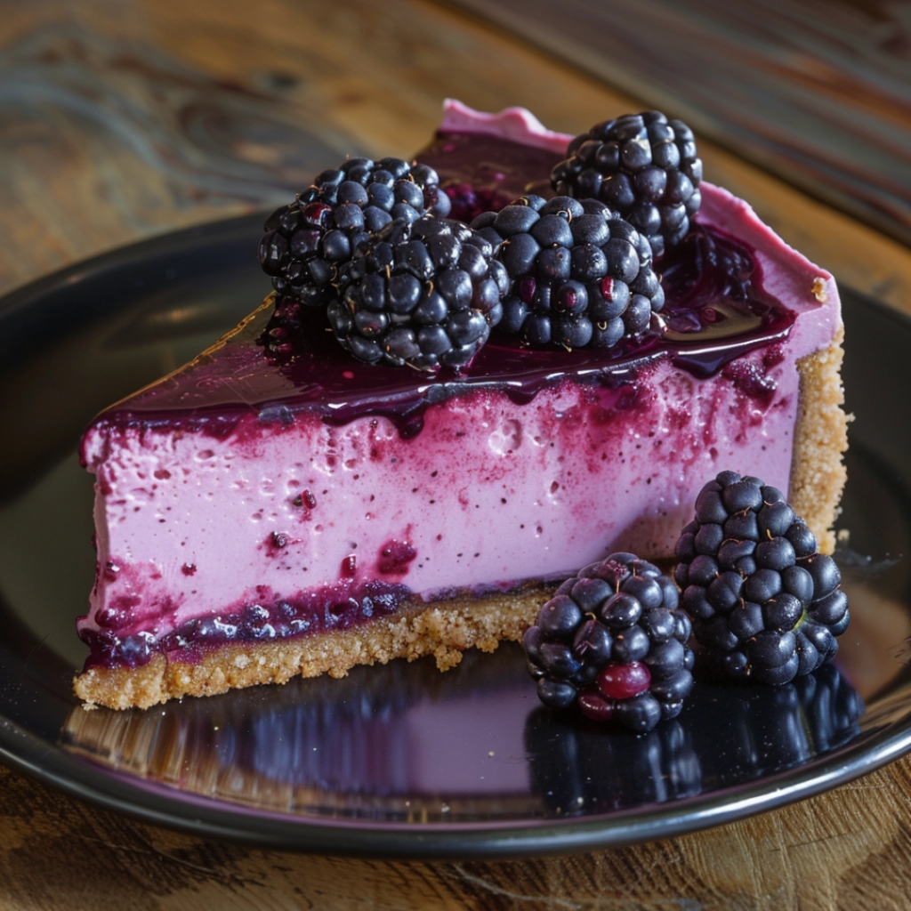 Creamy Blackberry Swirl Cheesecake