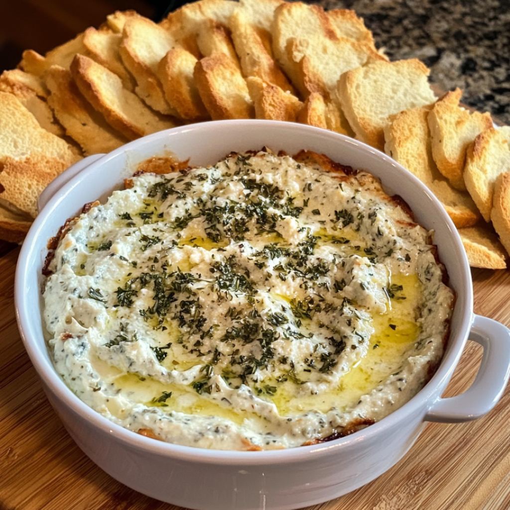 Creamy and Savory Cheesy Garlic Herb Dip