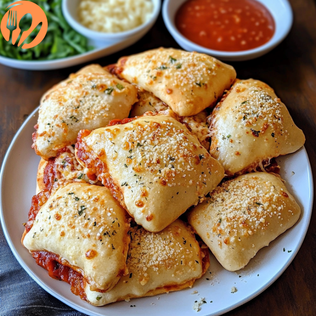 Cheesy Pizza Pockets with Marinara Dip