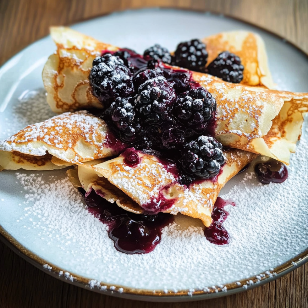 Crepes with a Sweet Blackberry Cream Filling