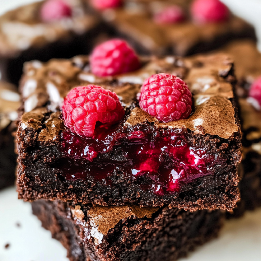 Raspberry Chocolate Brownies and Fudgy Center