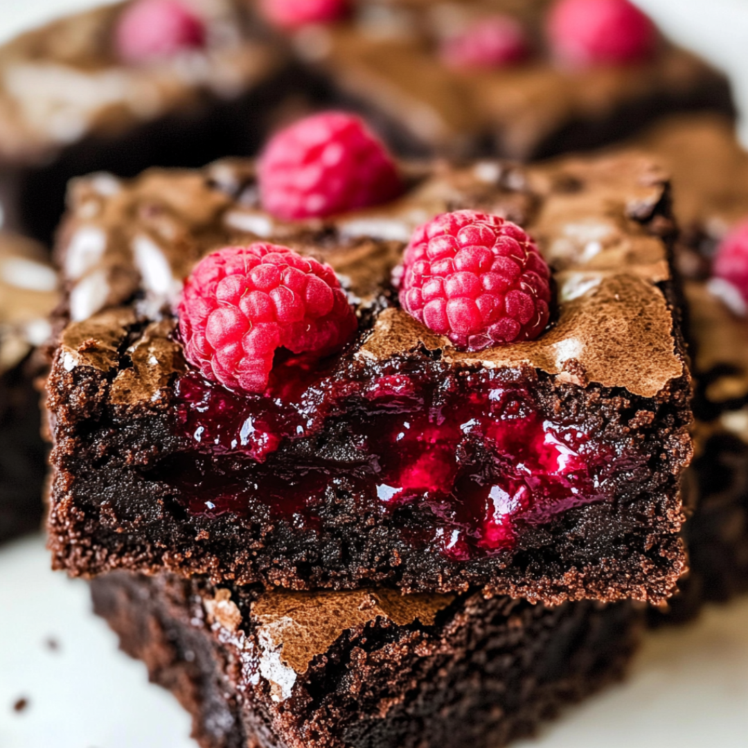Fudge Raspberry Brownies Raspberry Chocolate Brownies and Fudgy Center - Full Recipe