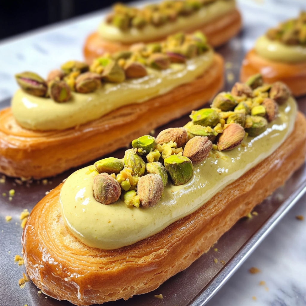 Pistachio Cream Eclairs