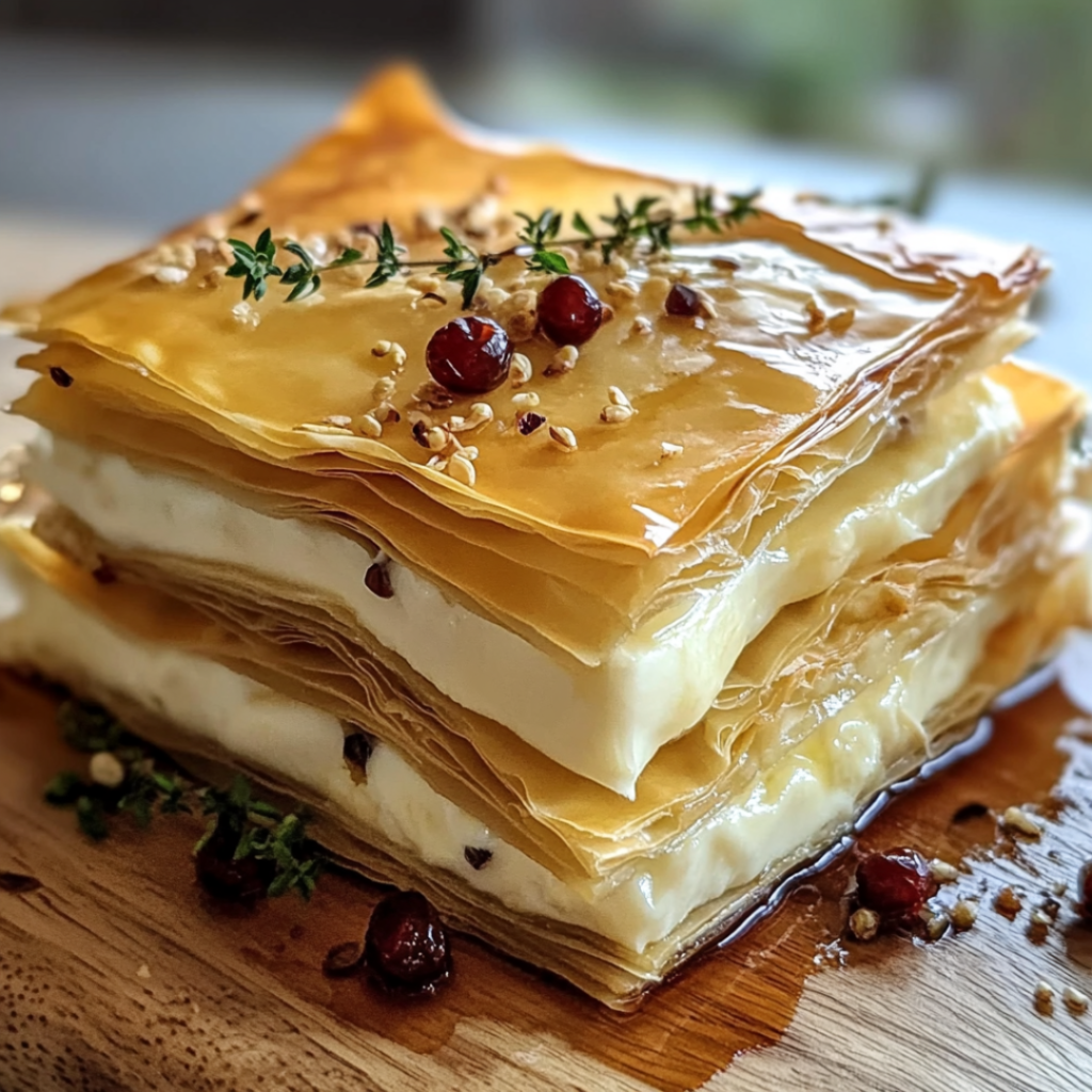 Elegant Layered Phyllo Pastry with Brie and Honey