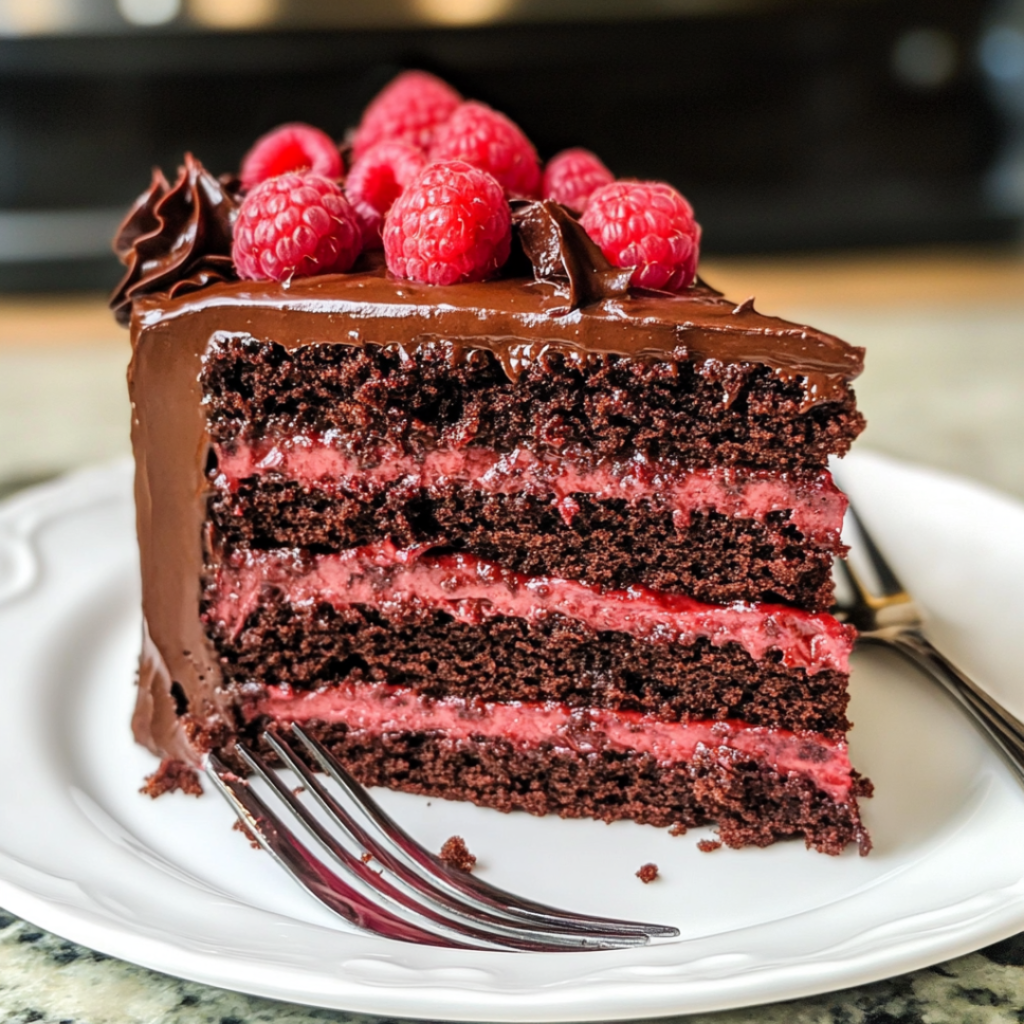 Chocolate Cake with Fresh Raspberry Layers