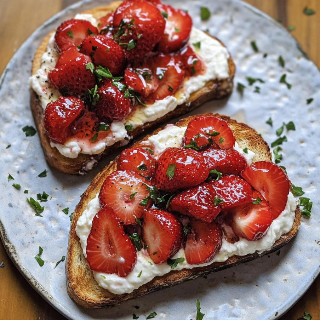 Roasted Strawberry Whipped Ricotta Toast