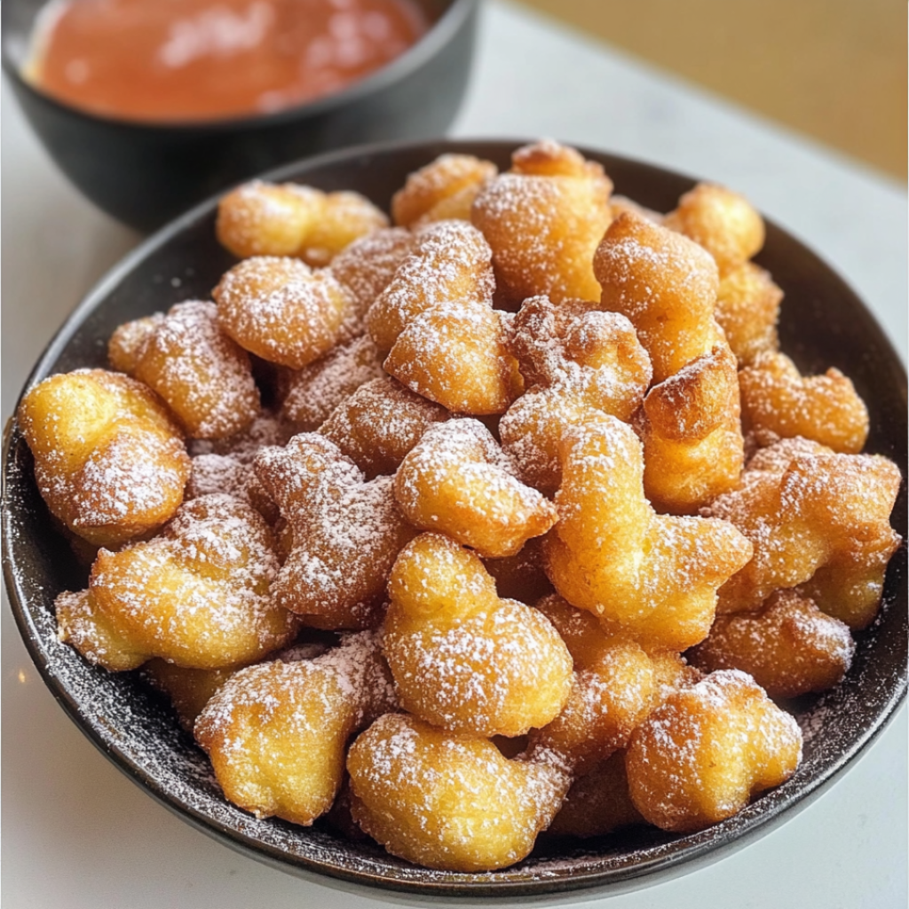 Sweet Funnel Cake Bites with Powdered Sugar