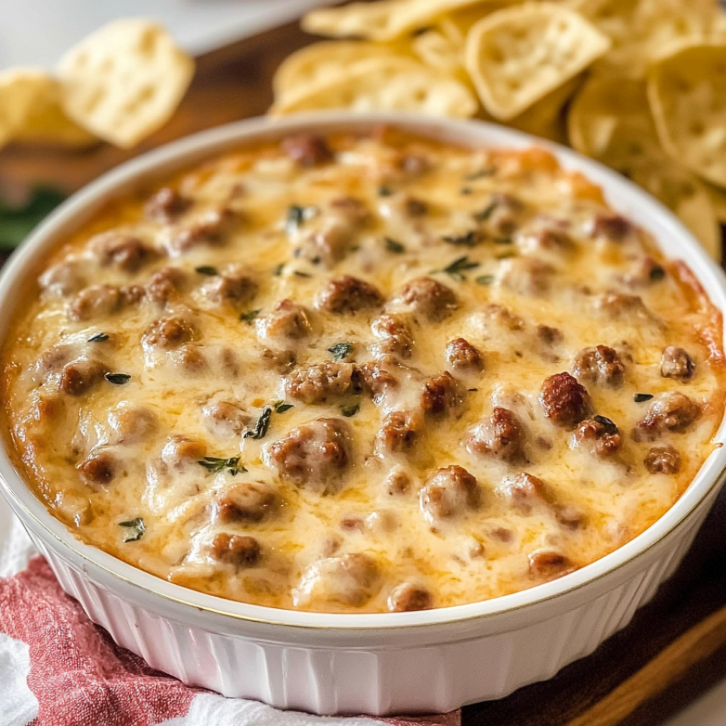 Creamy Sausage and Cheddar Cheese Dip