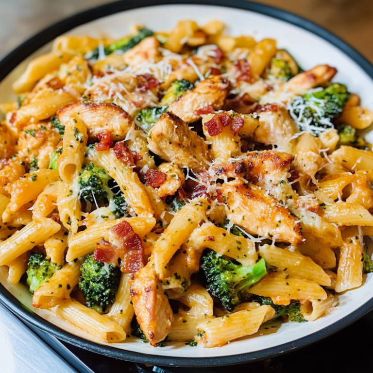 Cheesy Bacon Chicken Pasta with Broccoli