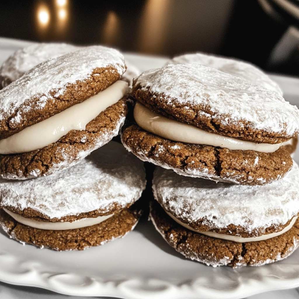 Gingerbread Crinkle Cookie Sandwiches