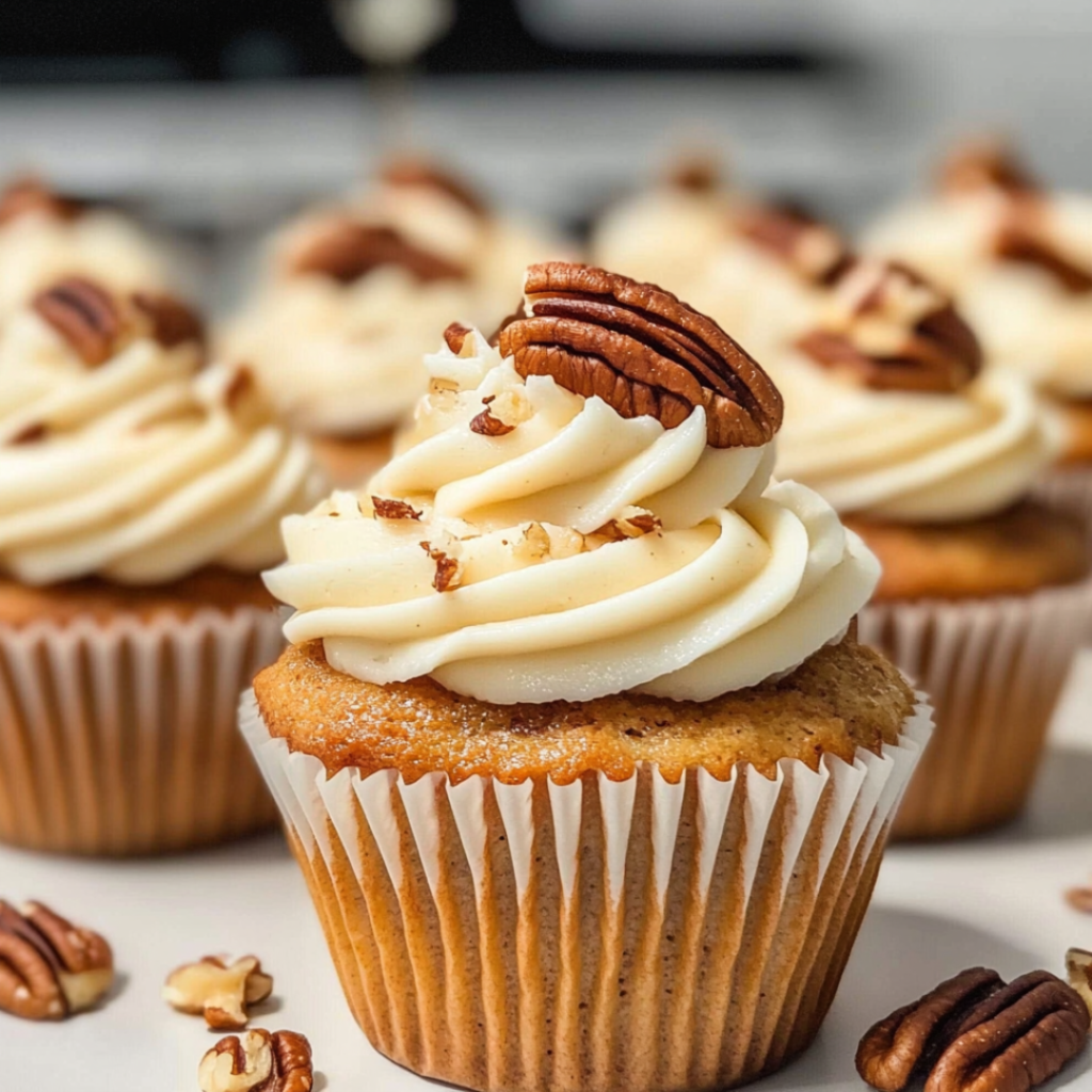 Pecan Cupcakes with Rich Pecan Frosting