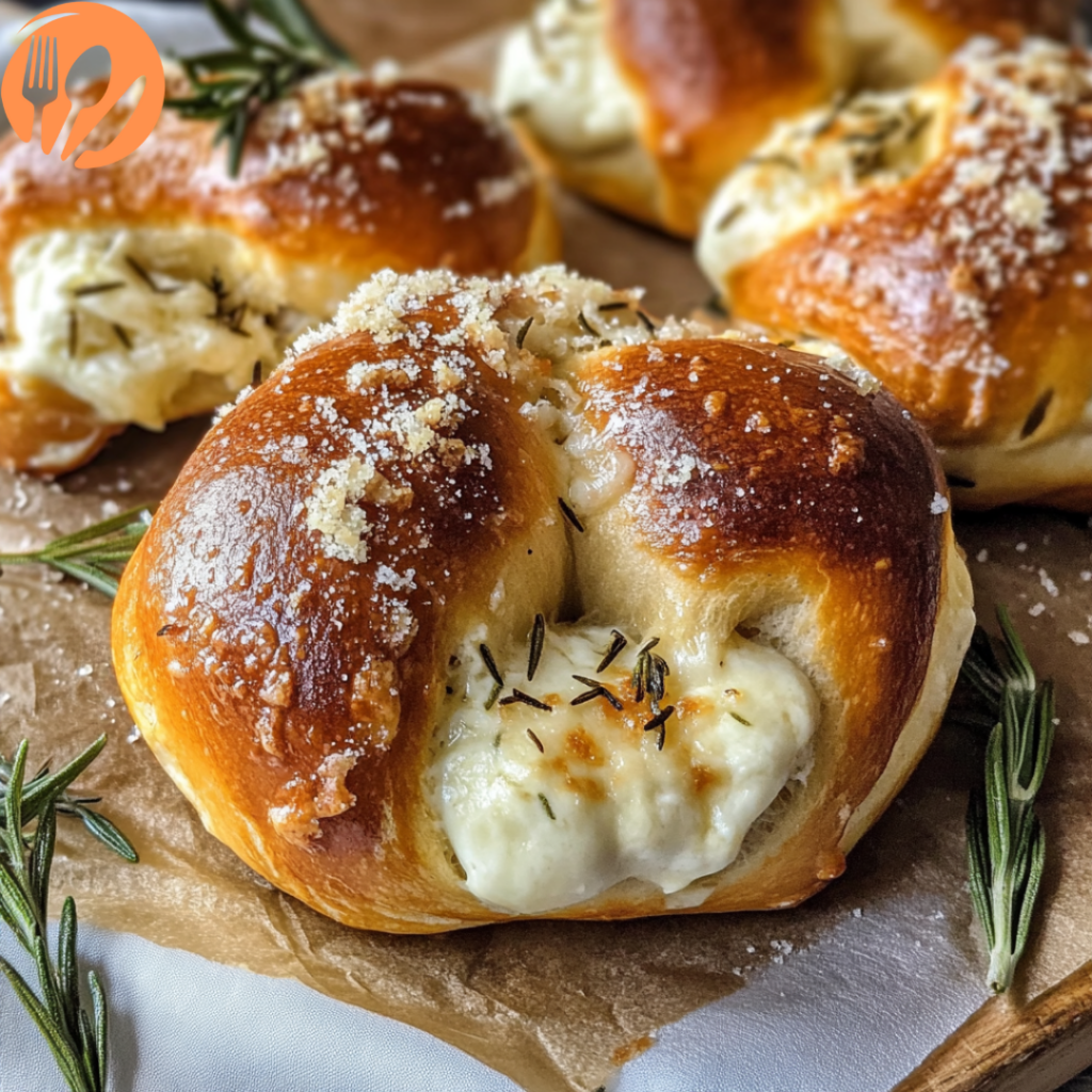 Cheesy Rosemary Parmesan Soft Pretzels with Mozzarella