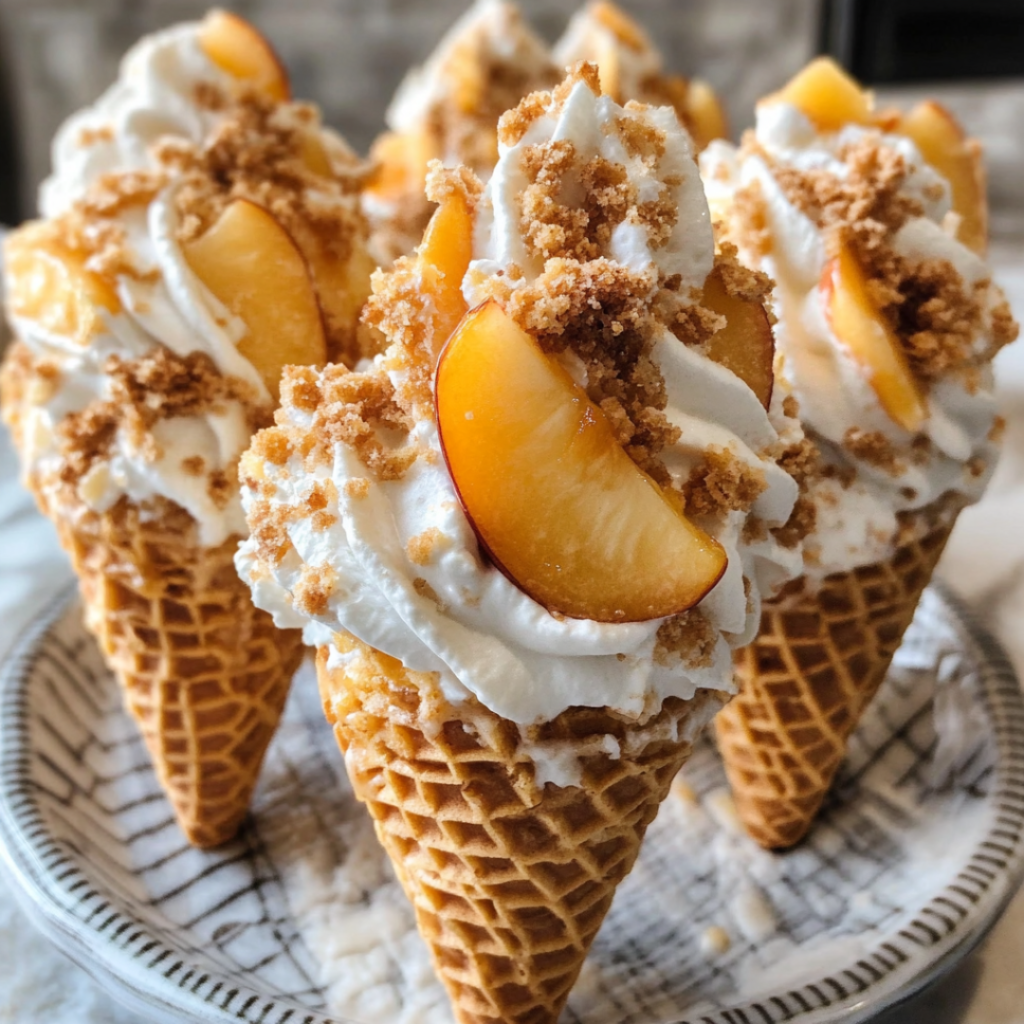 Peach Cobbler Cheesecake Cones