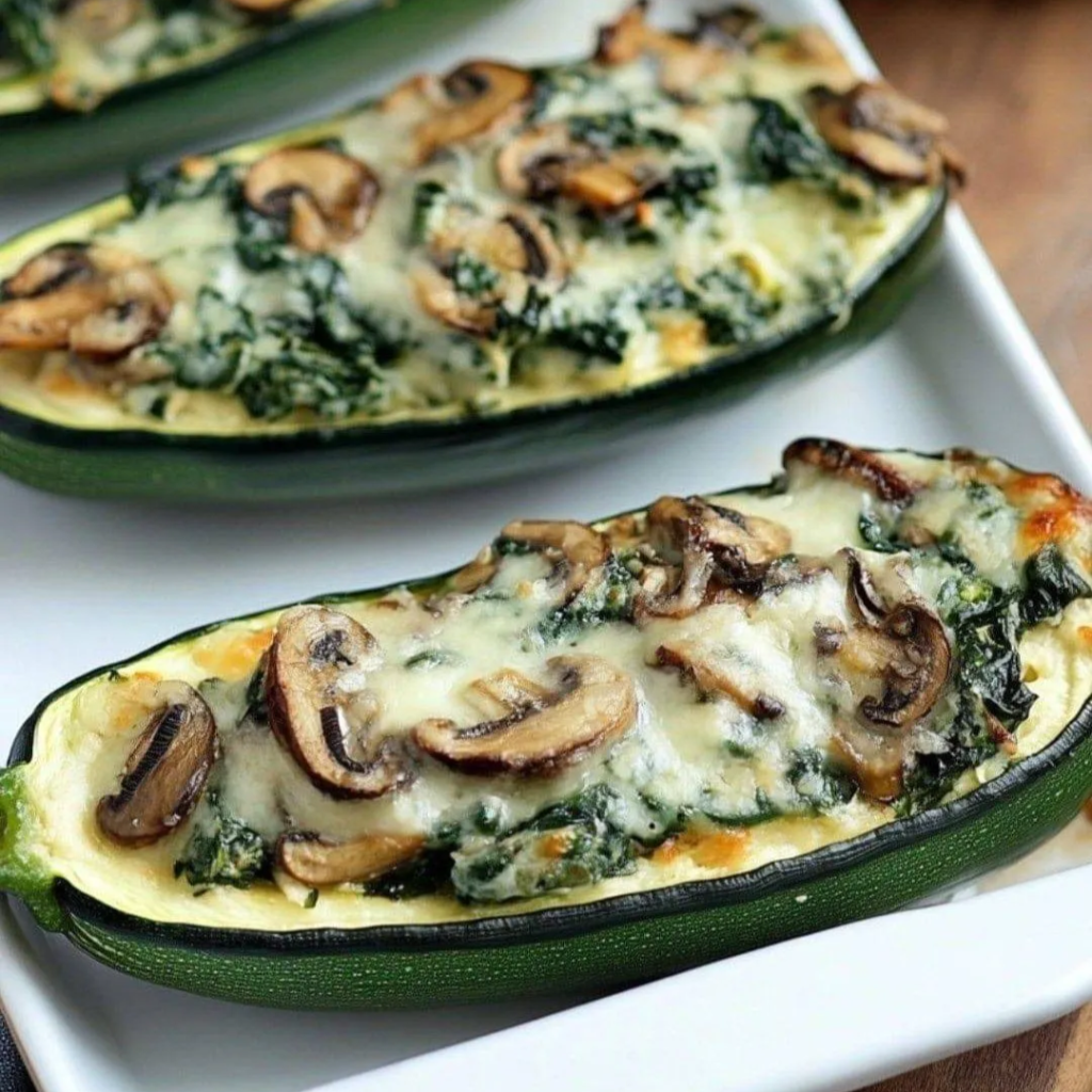 Savory Zucchini Boats with Spinach, Mushrooms, and Ricotta