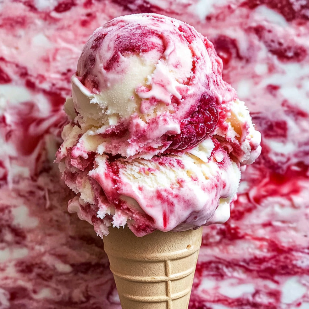 Creamy Raspberry Swirl Ice Cream