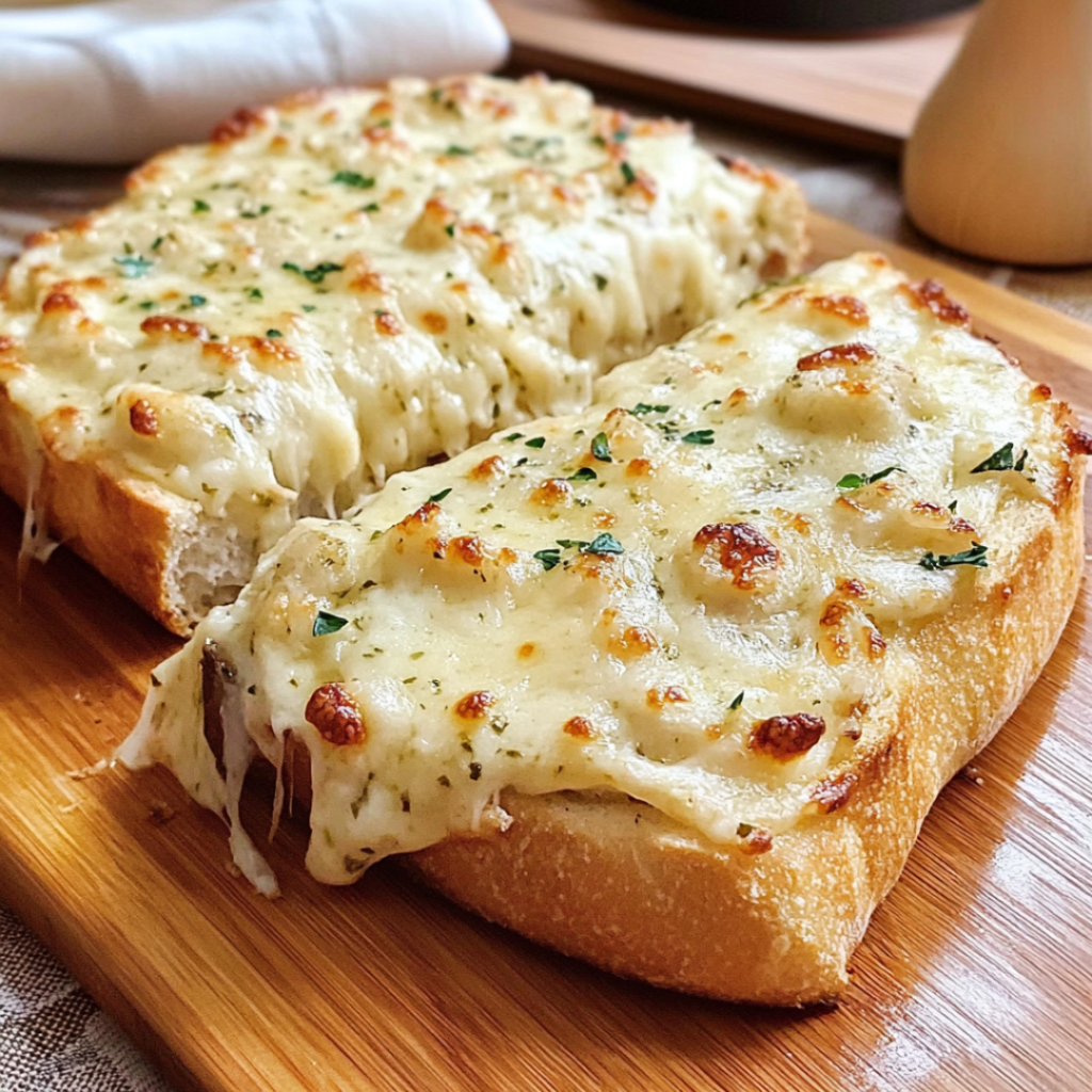 Creamy Alfredo Garlic Bread Pizza