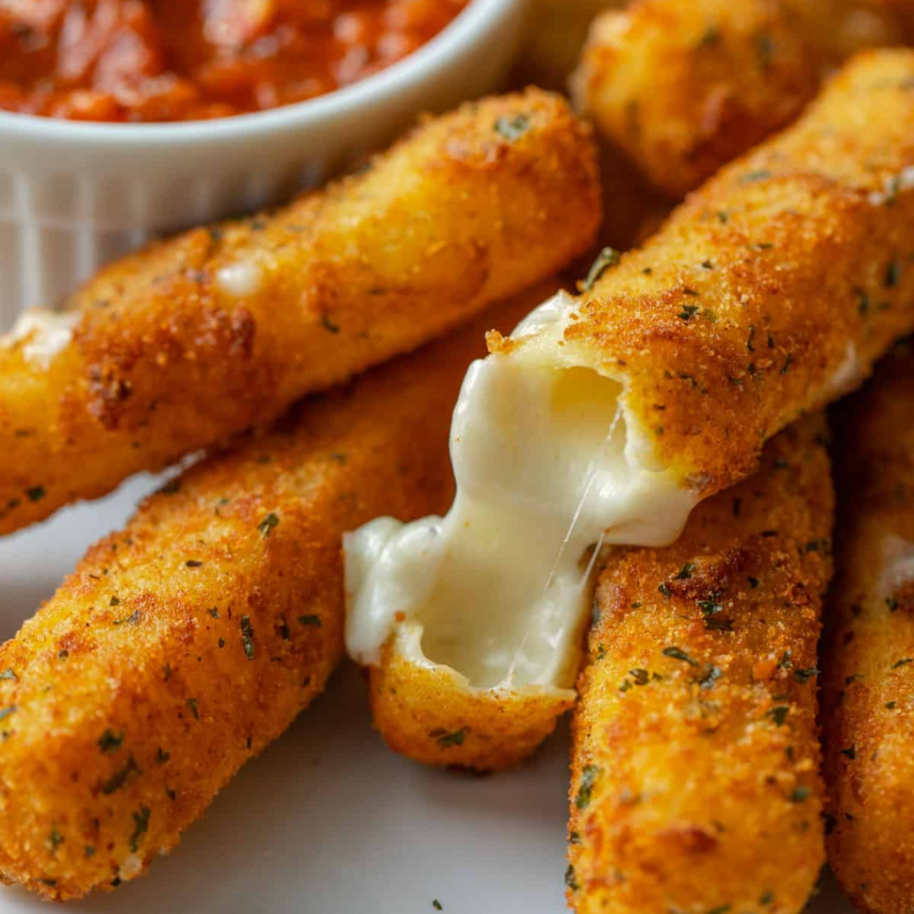 Crispy and Gooey Mozzarella Cheese Sticks