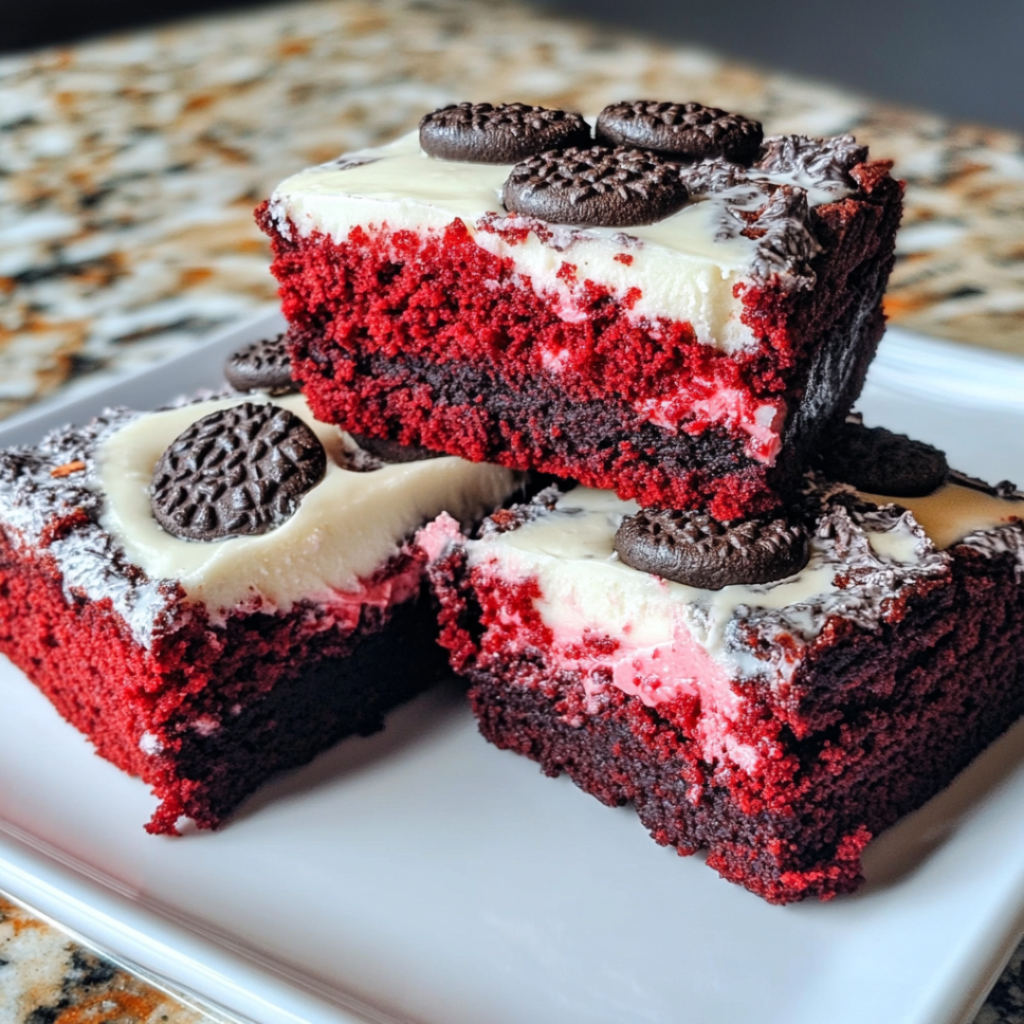 Red Velvet Brownies with a Crunchy Cookies