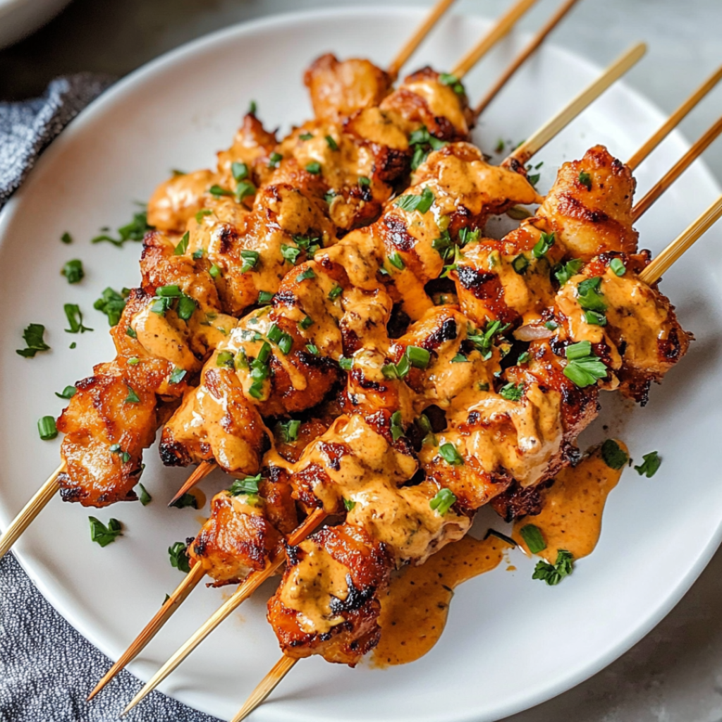 Crispy Bang Bang Chicken Skewers