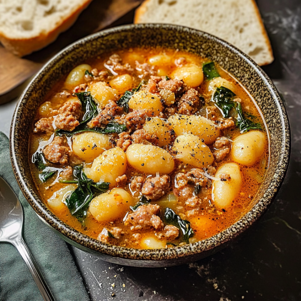 Sausage and Gnocchi Soup with Spinach