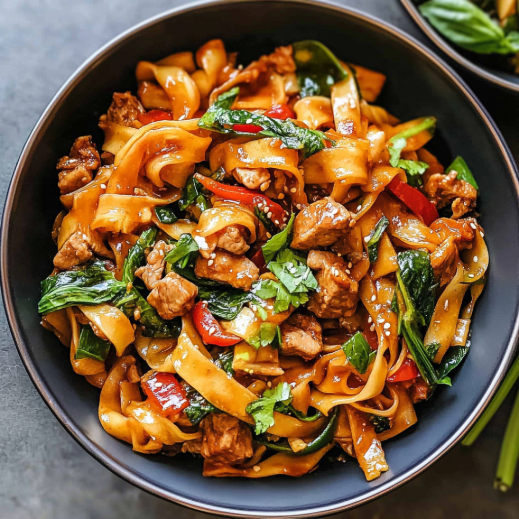 Spicy Drunken Noodles with Chicken