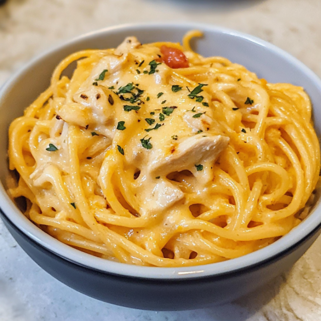 Slow Cooker Cheesy Chicken Spaghetti