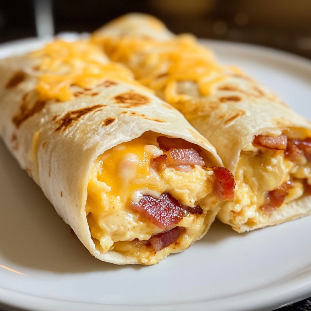 Savory Cheddar and Bacon Breakfast Burritos