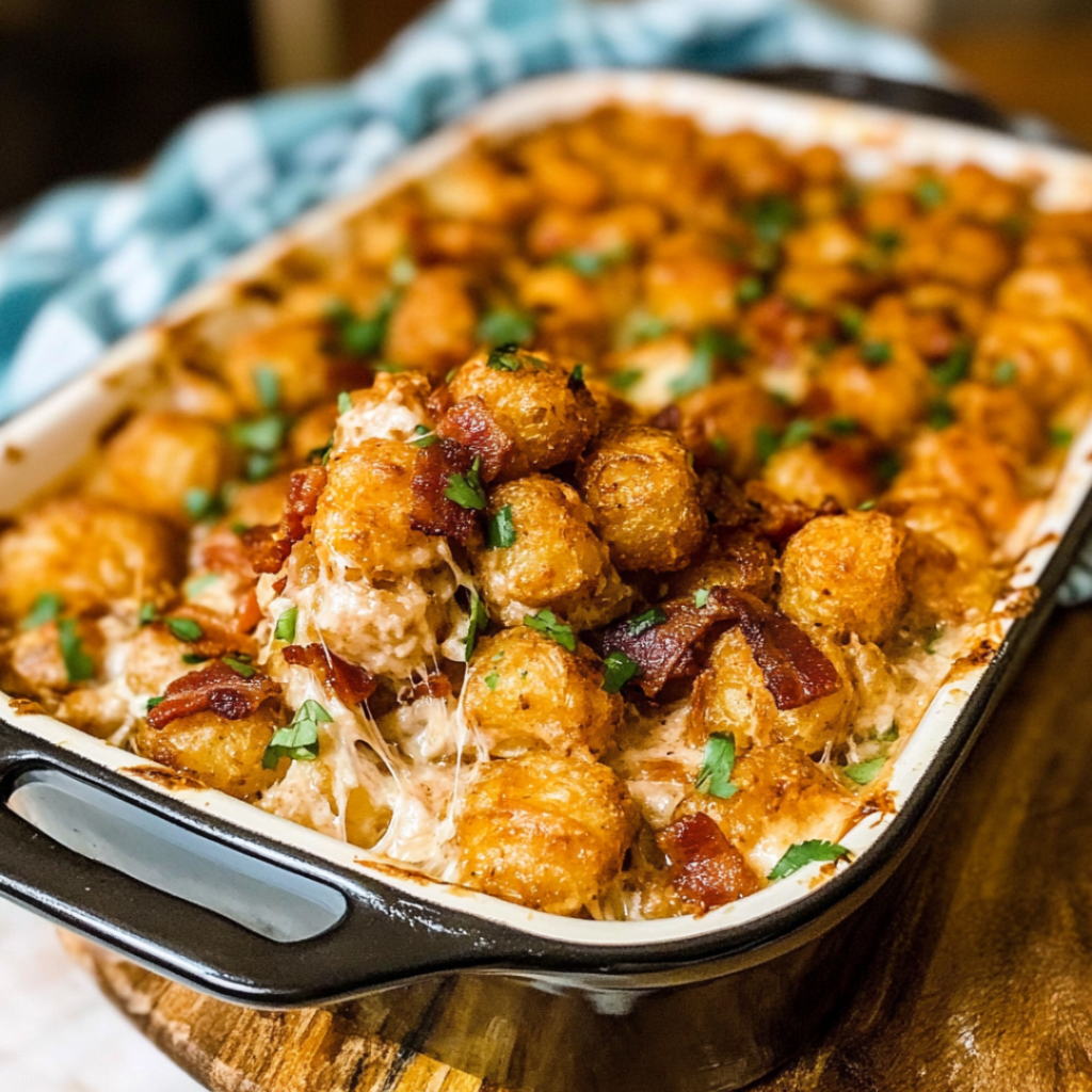 Savory BBQ Ranch Bacon Tater Tot Casserole