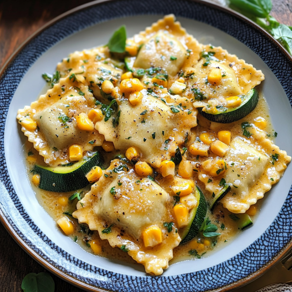 Vegetable Ravioli in a Garlic Butter Sauce