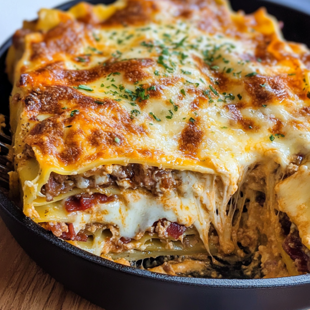 Parmesan Garlic Bacon Cheeseburger Lasagna