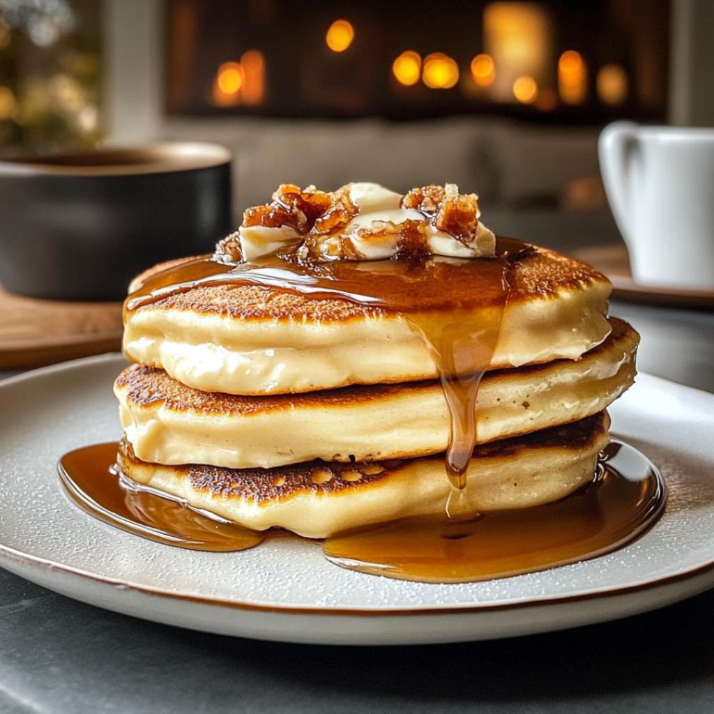 Maple Cheesecake Stuffed Pancakes