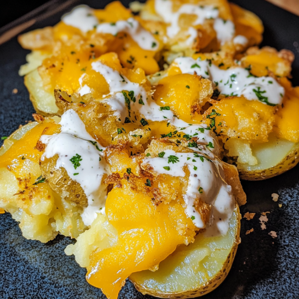 Creamy Cheddar Ranch Smashed Potatoes