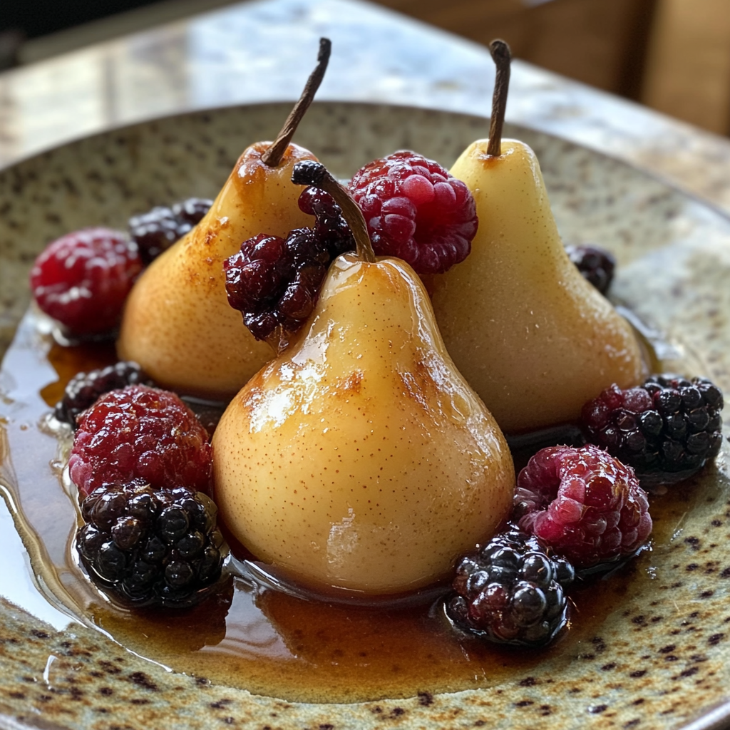 Baked Pears Berries Honey
