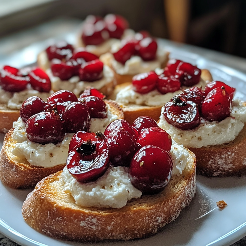 Cherry Goat Cheese Crostini