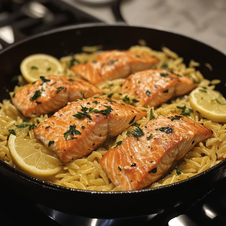 One Skillet Salmon Lemon Orzo