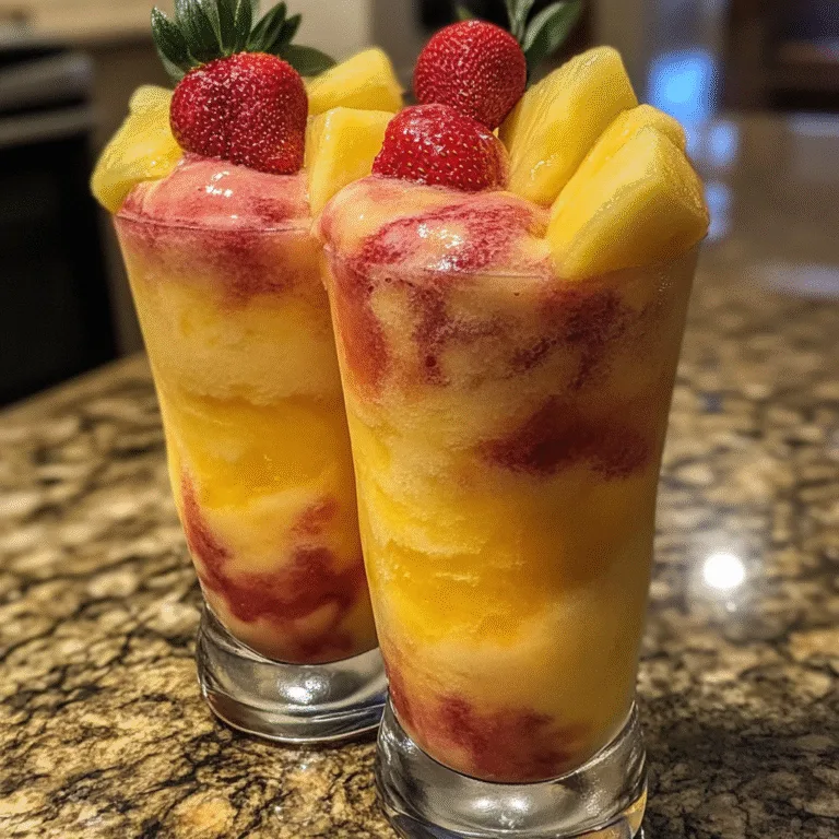 Pineapple Strawberry Swirled Slushies